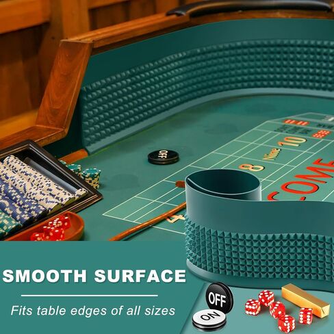 Leyndo Craps Tabletop Game Set, Includes 48"x11" Rubber Craps Diamond Pyramid Bumper, Casino Grade AAA 19mm Dice, 3 Inch On/Off Buttons for Casino Poker Nights(Black) in Saudi Arabia