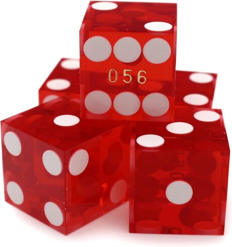 19mm Professional Casino Dice - Set of 5 Red dice - Razor Edge, Matching Serialized Set - Authentic Las Vegas Dice Experience for Craps and More from CGS in Saudi Arabia