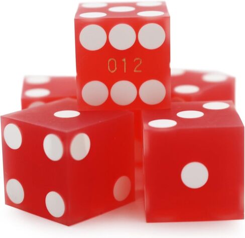 19mm Professional Casino Dice - Set of 5 Red dice - Razor Edge, Matching Serialized Set - Authentic Las Vegas Dice Experience for Craps and More from CGS in Saudi Arabia
