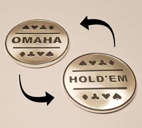 1x زر تاجر معدني مطلي بالفضة من Omaha & Texas Hold'em رائع للجولة من خلال ألعاب البوكر المستديرة in Saudi Arabia
