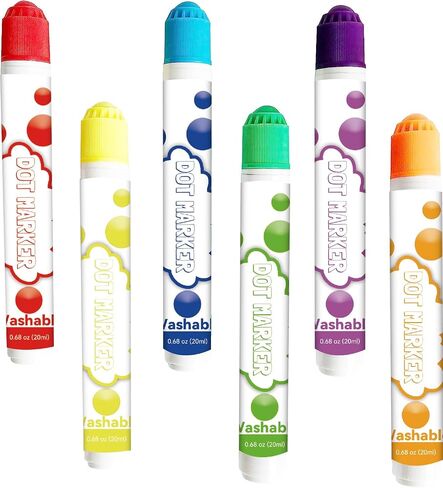 Dot Markers, 6 Colors Bingo Daubers, Washable,Non-Toxic, Acid-Free,Comfortable for Toddlers 1 2 3 4 5 Years, Ideal for Art and Crafts in Saudi Arabia