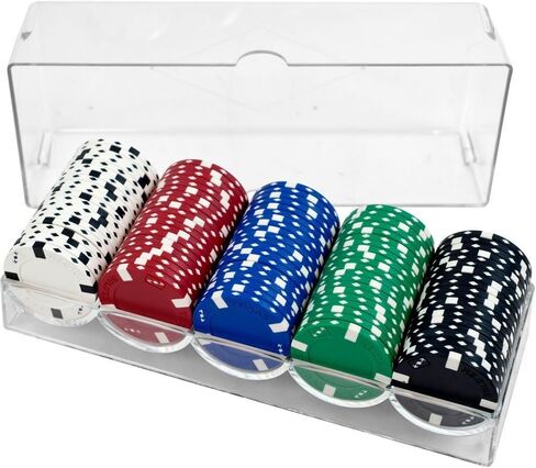 Brybelly Clear Acrylic Poker Chip Tray with Lid | for Standard Size Chips and Clay Chips in Saudi Arabia
