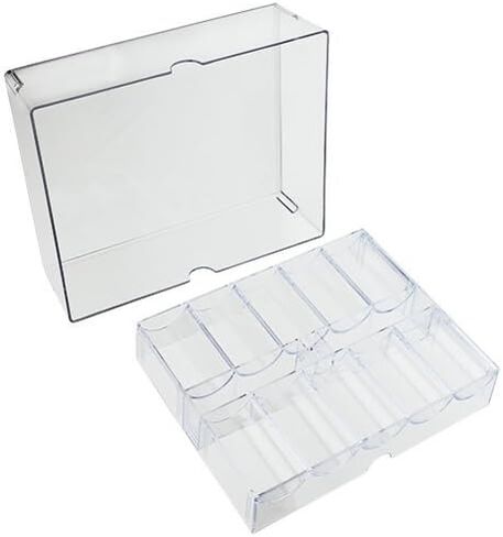Brybelly Clear Acrylic Poker Chip Tray with Lid | for Standard Size Chips and Clay Chips in Saudi Arabia
