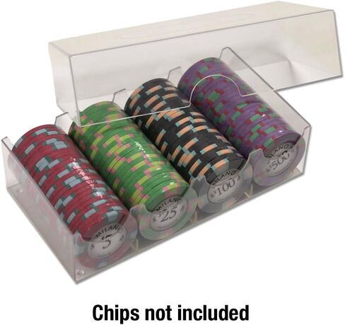 Brybelly Clear Acrylic Poker Chip Tray with Lid | for Standard Size Chips and Clay Chips in Saudi Arabia