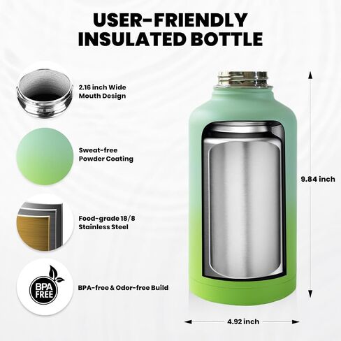 RAYMYLO Insulated Water Bottle 40 oz, Triple Wall Vacuum Stainless Steel | (Cold for 36Hrs, Hot for 18Hrs), Leak Proof & Non-BPA, Modern Water Flask Jug with Paracord Handle & Straw Spout Lids in Kuwait