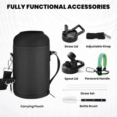 RAYMYLO Insulated Water Bottle 40 oz, Triple Wall Vacuum Stainless Steel | (Cold for 36Hrs, Hot for 18Hrs), Leak Proof & Non-BPA, Modern Water Flask Jug with Paracord Handle & Straw Spout Lids in Kuwait