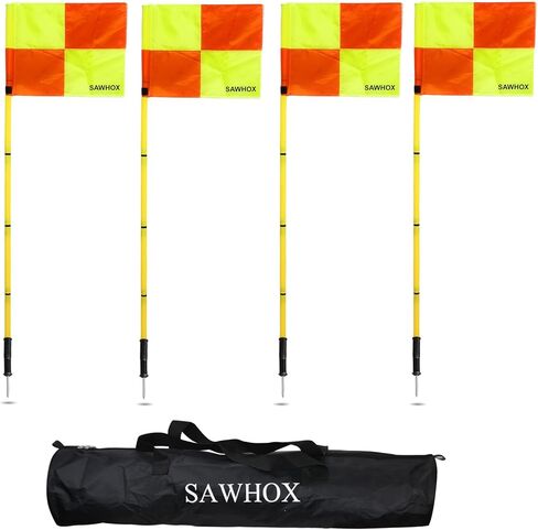 أعلام زوايا كرة القدم مع حقيبة تخزين - مجموعة من 4 أعمدة رشاقة كرة القدم مقاس 59 بوصة، أعلام زوايا ملعب كرة القدم المحمولة مع أعلام ساطعة وحبل مضاد للتساقط، سارية علم قابلة للربط in Kuwait