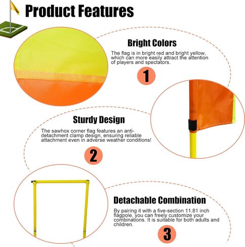 أعلام زوايا كرة القدم مع حقيبة تخزين - مجموعة من 4 أعمدة رشاقة كرة القدم مقاس 59 بوصة، أعلام زوايا ملعب كرة القدم المحمولة مع أعلام ساطعة وحبل مضاد للتساقط، سارية علم قابلة للربط in Kuwait