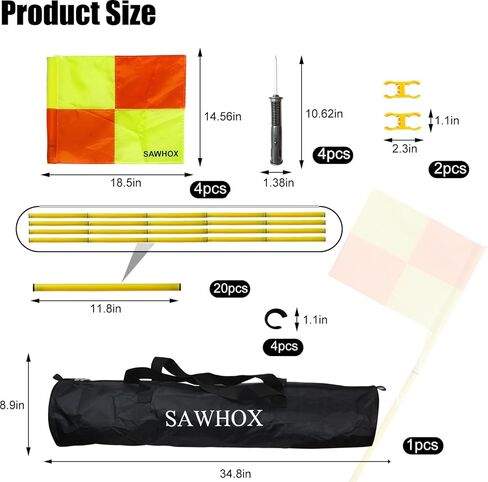 أعلام زوايا كرة القدم مع حقيبة تخزين - مجموعة من 4 أعمدة رشاقة كرة القدم مقاس 59 بوصة، أعلام زوايا ملعب كرة القدم المحمولة مع أعلام ساطعة وحبل مضاد للتساقط، سارية علم قابلة للربط in Kuwait