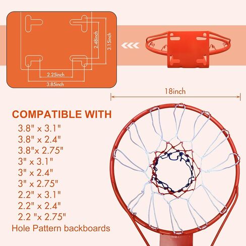ICSPOID Basketball Rim Goal 18 ", Replacement Basketball Rim Goal Hoop Net for Indoor Outdoor in Saudi Arabia