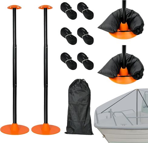 2 Pcs Boat Cover Support Pole System with 8 Adjustable Height (23"-57") - Furniture Cover Support Pole with Sandbag, Storage Bag in Saudi Arabia