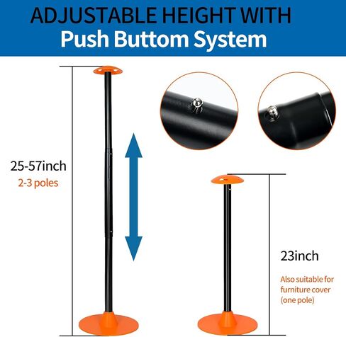 2 Pcs Boat Cover Support Pole System with 8 Adjustable Height (23"-57") - Furniture Cover Support Pole with Sandbag, Storage Bag in Saudi Arabia