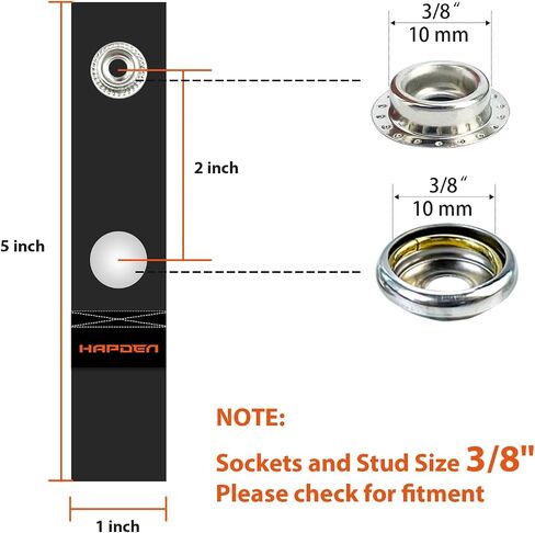 Boat Cover Snap Extender for Boat Canvas,Boat Cover Extensions,Black,Extension Sizes from 1" - Built in Finger Loops,10 Packs in Saudi Arabia