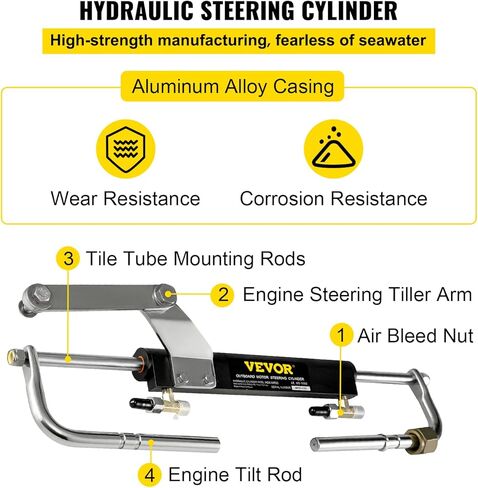 VEVOR Hydraulic Steering Kit 90HP Hydraulic Outboard Steering Kit with Helm Pump Cylinder Marine Steering System Kit in Saudi Arabia