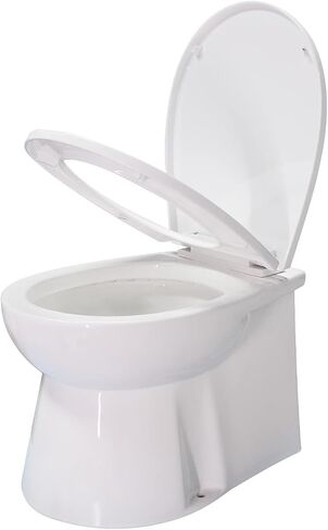 Electric Marine Toilet, RV Toilet, Boat Toilet, Compact Design Bowl, Heavy-Duty Built-in Macerator Pump with On-Off Flush Control Switch, Quite Soft Closing Seat Included, 12V DC in Saudi Arabia