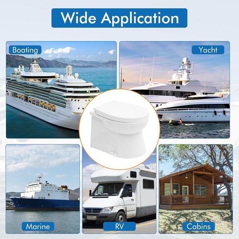 Electric Marine Toilet, RV Toilet, Boat Toilet, Compact Design Bowl, Heavy-Duty Built-in Macerator Pump with On-Off Flush Control Switch, Quite Soft Closing Seat Included, 12V DC in Saudi Arabia