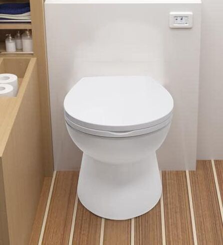 Electric Marine Toilet, RV Toilet, Boat Toilet, Compact Design Bowl, Heavy-Duty Built-in Macerator Pump with On-Off Flush Control Switch, Quite Soft Closing Seat Included, 12V DC in Saudi Arabia