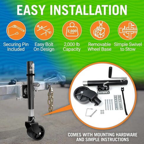 1200lbs Boat Trailer Jack with Wheel Trailer Tongue Jack Wheel Marine Trailer Jacks Bolt On Lift Roller Swivel Stands Utility Boat Trailer Parts Hitch Heavy Duty Single Wheel Boat Lift Kit 1200lb in Saudi Arabia