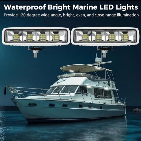 Homaisson 2 قطعة مصابيح LED مقاومة للماء للقوارب، 6 بوصة أضواء ملاحة LED بحرية، 36 وات ضوء سطح السفينة البحرية أضواء حوض القارب للصيد الليلي، شريط إضاءة LED بزاوية واسعة in Saudi Arabia