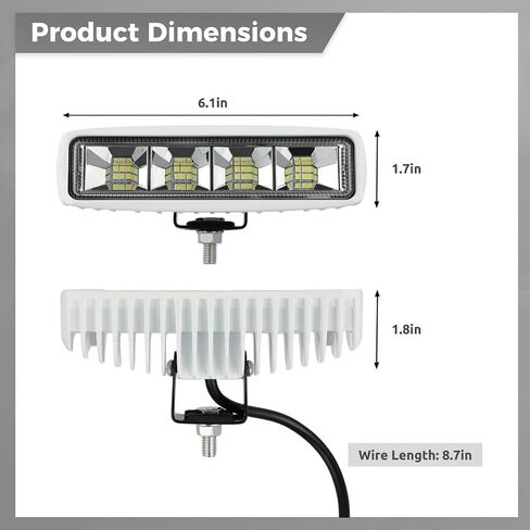 Homaisson 2 قطعة مصابيح LED مقاومة للماء للقوارب، 6 بوصة أضواء ملاحة LED بحرية، 36 وات ضوء سطح السفينة البحرية أضواء حوض القارب للصيد الليلي، شريط إضاءة LED بزاوية واسعة in Saudi Arabia