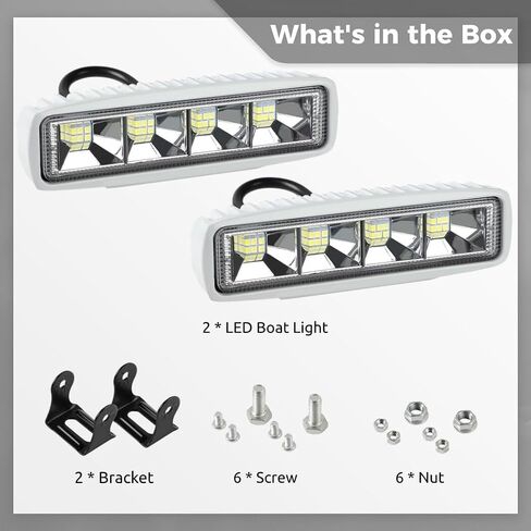 Homaisson 2 قطعة مصابيح LED مقاومة للماء للقوارب، 6 بوصة أضواء ملاحة LED بحرية، 36 وات ضوء سطح السفينة البحرية أضواء حوض القارب للصيد الليلي، شريط إضاءة LED بزاوية واسعة in Saudi Arabia