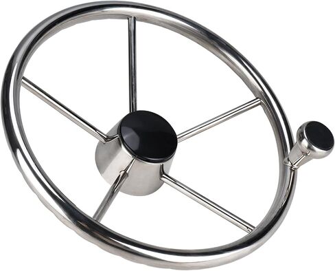 NovelBee 5-Spoke 13-1/2 Inch Destroyer Style Stainless Steel Boat Steering Wheel with Big Size Knob for Marine,Yacht in Saudi Arabia