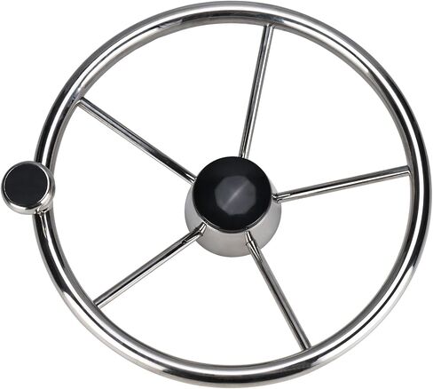 NovelBee 5-Spoke 13-1/2 Inch Destroyer Style Stainless Steel Boat Steering Wheel with Big Size Knob for Marine,Yacht in Saudi Arabia