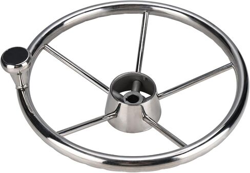 NovelBee 5-Spoke 13-1/2 Inch Destroyer Style Stainless Steel Boat Steering Wheel with Big Size Knob for Marine,Yacht in Saudi Arabia