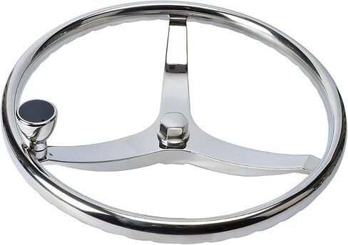 YaeMarine 3 Spoke 13-1/2" Dia Stainless Steel Marine Boat Steering Wheel with 1/2"-20 Nut and Turning Knob for Teleflex Cable Helm in Saudi Arabia