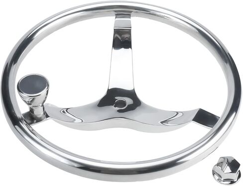 YaeMarine 3 Spoke 13-1/2" Dia Stainless Steel Marine Boat Steering Wheel with 1/2"-20 Nut and Turning Knob for Teleflex Cable Helm in Saudi Arabia