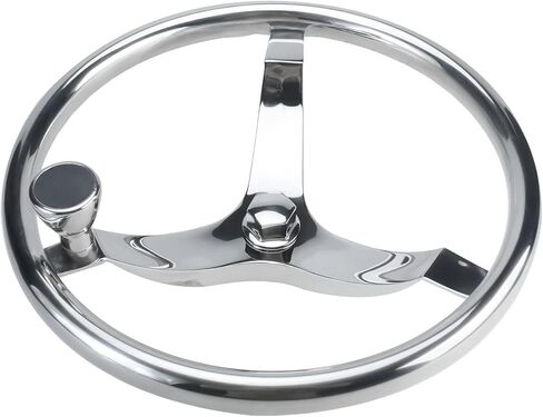 YaeMarine 3 Spoke 13-1/2" Dia Stainless Steel Marine Boat Steering Wheel with 1/2"-20 Nut and Turning Knob for Teleflex Cable Helm in Saudi Arabia