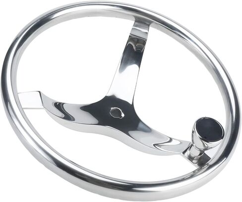 YaeMarine 3 Spoke 13-1/2" Dia Stainless Steel Marine Boat Steering Wheel with 1/2"-20 Nut and Turning Knob for Teleflex Cable Helm in Saudi Arabia
