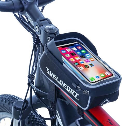 Bike Front Frame Bag, Waterproof Bicycle Phone Bag, Top Tube Bike Phone Bag, Bike Handlebar Bag - EVA - TPU Touch Screen with Sun Visor and Rain Cover in Saudi Arabia