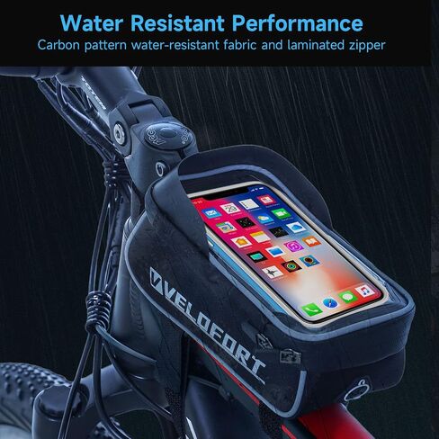 Bike Front Frame Bag, Waterproof Bicycle Phone Bag, Top Tube Bike Phone Bag, Bike Handlebar Bag - EVA - TPU Touch Screen with Sun Visor and Rain Cover in Saudi Arabia