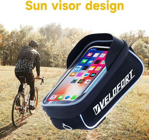 Bike Front Frame Bag, Waterproof Bicycle Phone Bag, Top Tube Bike Phone Bag, Bike Handlebar Bag - EVA - TPU Touch Screen with Sun Visor and Rain Cover in Saudi Arabia