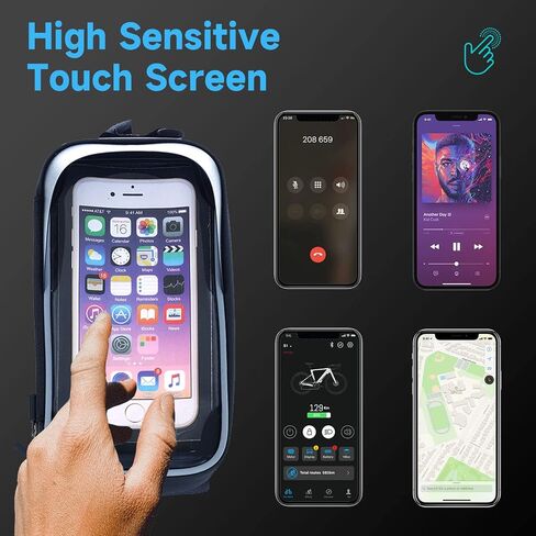 Bike Front Frame Bag, Waterproof Bicycle Phone Bag, Top Tube Bike Phone Bag, Bike Handlebar Bag - EVA - TPU Touch Screen with Sun Visor and Rain Cover in Saudi Arabia