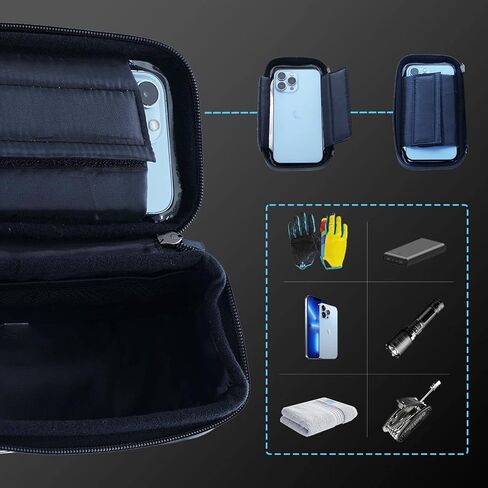 Bike Front Frame Bag, Waterproof Bicycle Phone Bag, Top Tube Bike Phone Bag, Bike Handlebar Bag - EVA - TPU Touch Screen with Sun Visor and Rain Cover in Saudi Arabia