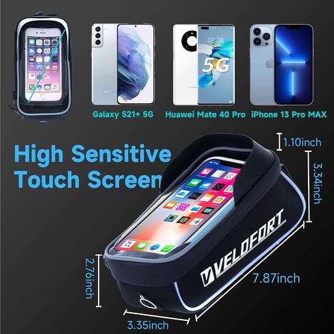Bike Front Frame Bag, Waterproof Bicycle Phone Bag, Top Tube Bike Phone Bag, Bike Handlebar Bag - EVA - TPU Touch Screen with Sun Visor and Rain Cover in Saudi Arabia