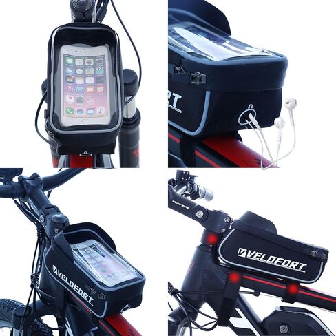 Bike Front Frame Bag, Waterproof Bicycle Phone Bag, Top Tube Bike Phone Bag, Bike Handlebar Bag - EVA - TPU Touch Screen with Sun Visor and Rain Cover in Saudi Arabia