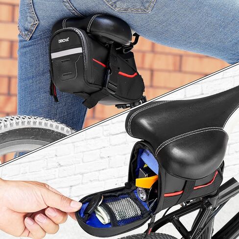Bike Seat Bag Waterproof 1.1L Sturdy Clip-On Strap | Red Bike Bags For Bicycles, Bike Pouch Under Seat, Seat Post Saddle Tool Storage Pack, Road Mountain MTB in Saudi Arabia