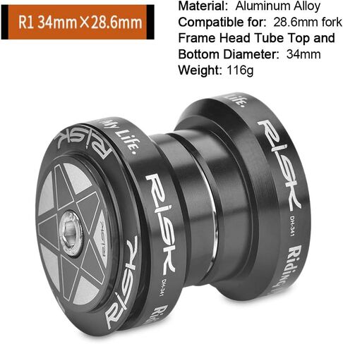 34mm Aluminum Alloy Bicycle Headset, Headset 28.6mm Straight Fork Bearing Steering Stem Bearings Accessories in Saudi Arabia
