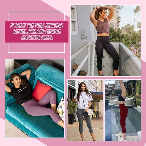 CAMPSNAIL 4 Pack Capri Leggings for Women - High Waisted Capris Soft Tummy Control Yoga Pants with Pockets Workout Tights in Saudi Arabia