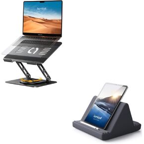 جهاز الكمبيوتر المحمول Lamicall Stand for Desk مع 360 قاعدة دوارة + موقف وسادة الكمبيوتر اللوحي مع 6 زوايا مشاهدة in Kuwait