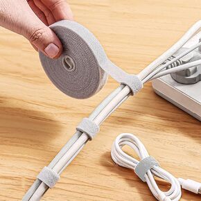 6.5Ft x 2 Roll Adjustable Cable Ties: Reusable Hook and Loop Fastening Cable Ties for Cable Organizing, Wire Management and Wire Organizer, Grey in Kuwait