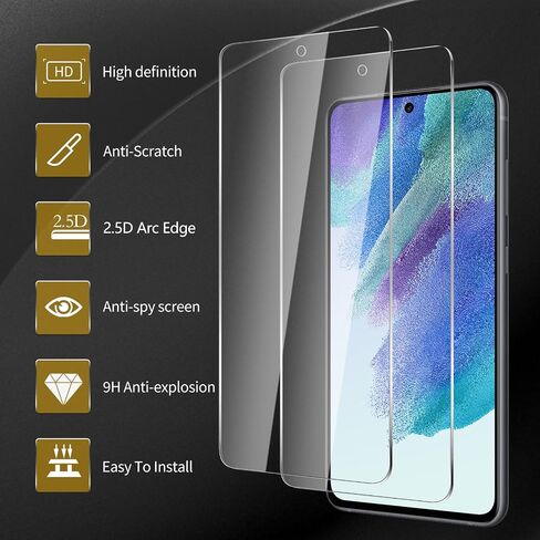 3 حزمة شاشة شاشة زجاجية مقسّمة لـ Samsung Galaxy S21 Fe + 3 Pack Camera Lens Protecto و Anti-Fingerprint و 9 H صلانة وموظف خدش وسهل التثبيت وصديق للحالة in Kuwait