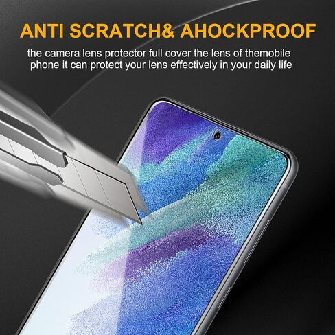 3 حزمة شاشة شاشة زجاجية مقسّمة لـ Samsung Galaxy S21 Fe + 3 Pack Camera Lens Protecto و Anti-Fingerprint و 9 H صلانة وموظف خدش وسهل التثبيت وصديق للحالة in Kuwait