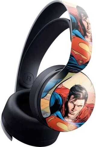 Skinit Skinit Gaming Gaming Skin متوافق مع سماعة Pulse 3D اللاسلكية لـ PS5 - تصميم DC Comics المرخص رسميًا Superman Superman Dise in Kuwait