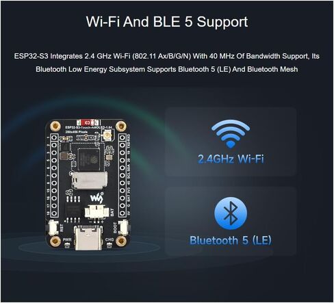 Waveshare ESP32-S3 1.64inch AMOLED CAPACITION DOPIST DOPORCE BOARD 280 × 456 شاشة اللون 16.7M ، زاوية عرض عريضة 178 درجة ، ودعم Wi-Fi و BLE 5 ، واجهة QSPI in Saudi Arabia