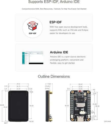 Waveshare ESP32-S3 1.64inch AMOLED CAPACITION DOPIST DOPORCE BOARD 280 × 456 شاشة اللون 16.7M ، زاوية عرض عريضة 178 درجة ، ودعم Wi-Fi و BLE 5 ، واجهة QSPI in Saudi Arabia