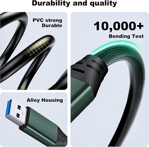 Kumiho 50ft USB 3.0 Cable ذكر إلى الذكور من النوع A إلى كبل لنقل البيانات ، حاويات محرك الأقراص الصلبة ، مبرد الكمبيوتر المحمول ، مشغل أقراص DVD ، محور USB in Kuwait